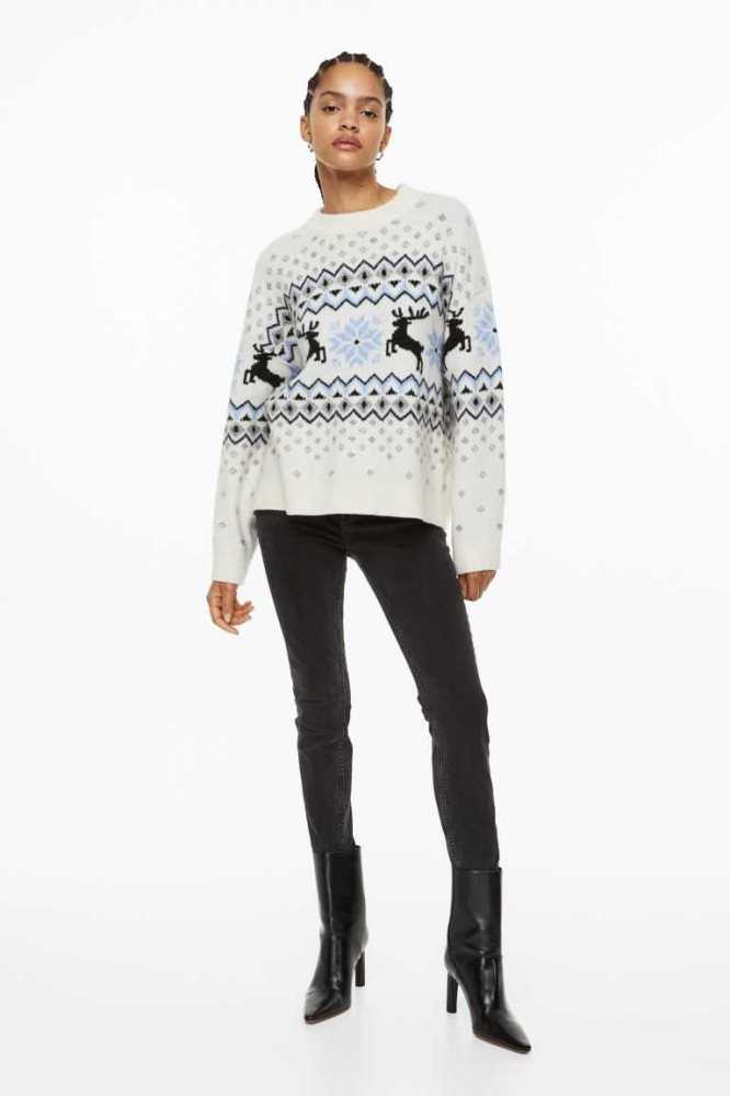 Suéteres H&M Jacquard-knit Mujer Blancos | 123678MKG