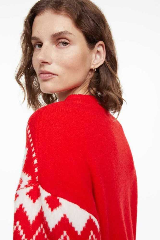 Suéteres H&M Jacquard-knit Mujer Rojos | 568240YCA