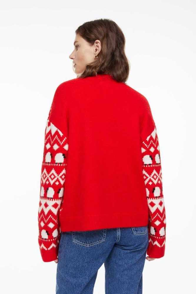 Suéteres H&M Jacquard-knit Mujer Rojos | 568240YCA