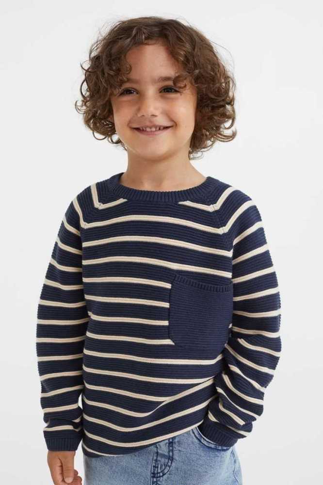 Suéteres H&M Jacquard-knit Niños Azul Marino Azules Creme | 760254DNP