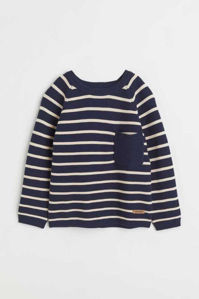 Suéteres H&M Jacquard-knit Niños Azul Marino Azules Creme | 760254DNP