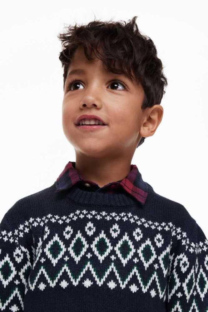 Suéteres H&M Jacquard-knit Niños Azul Marino Azules | 907835WJQ