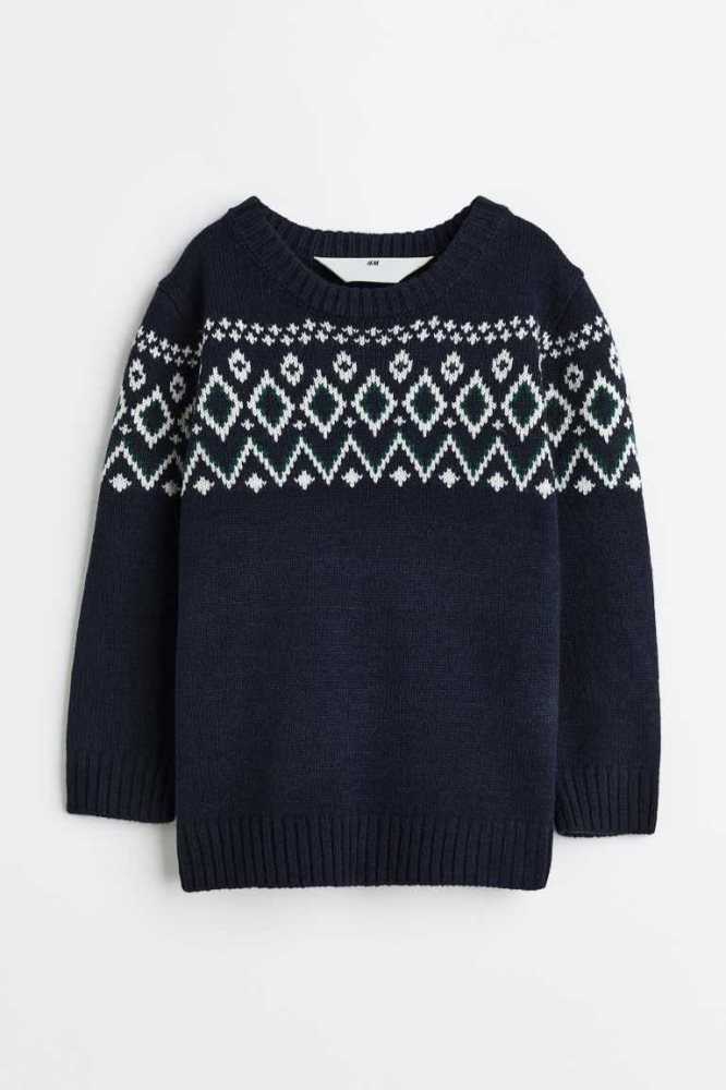 Suéteres H&M Jacquard-knit Niños Azul Marino Azules | 907835WJQ