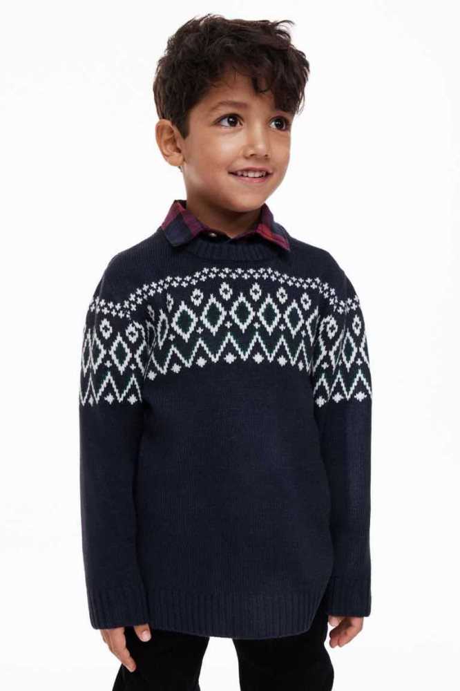 Suéteres H&M Jacquard-knit Niños Azul Marino Azules | 907835WJQ