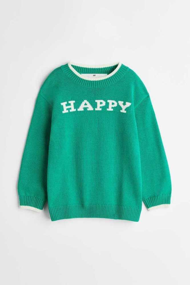 Suéteres H&M Jacquard-knit Niños Verdes | 312479LXI