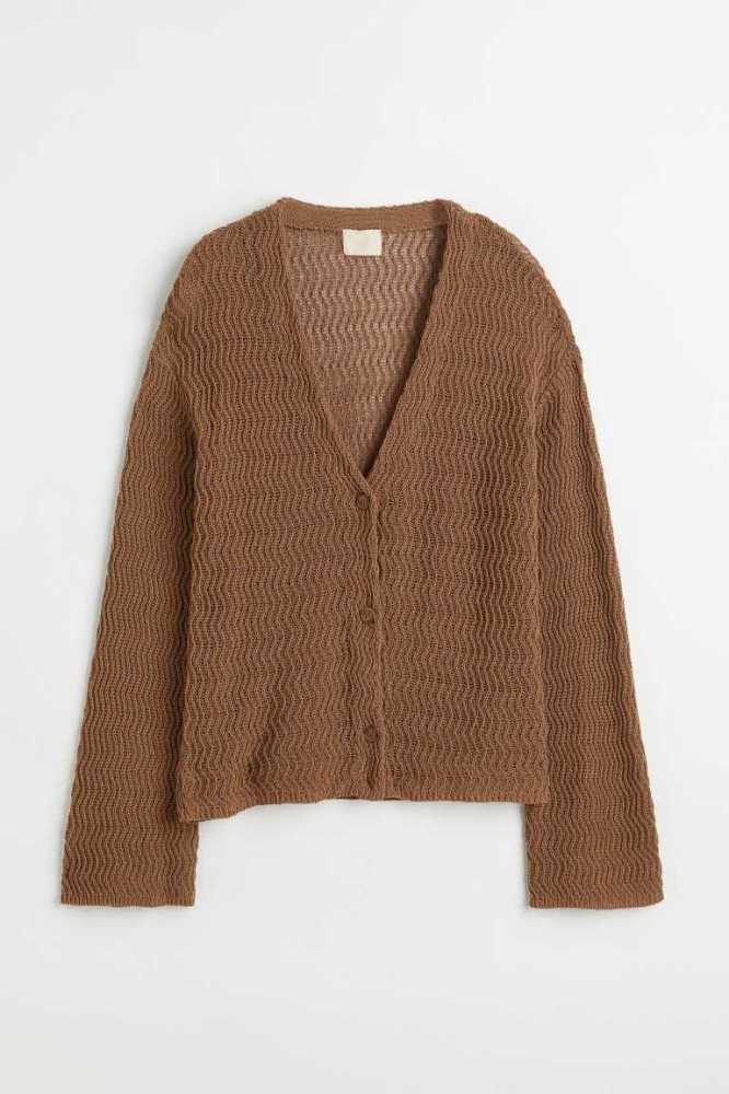 Suéteres H&M Knit Algodon Cardigan Mujer Beige Oscuro | 986324IEP