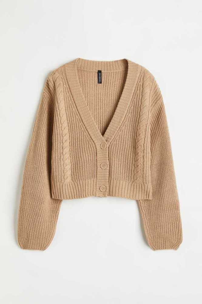 Suéteres H&M Knit Cardigan Mujer Beige | 293851OSP