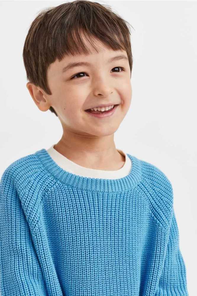 Suéteres H&M Knit Niños Azules Oscuro | 832196PUG