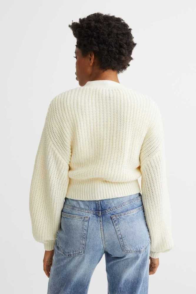 Suéteres H&M Knit Wrap-front Cardigan Mujer Creme | 215746KDB