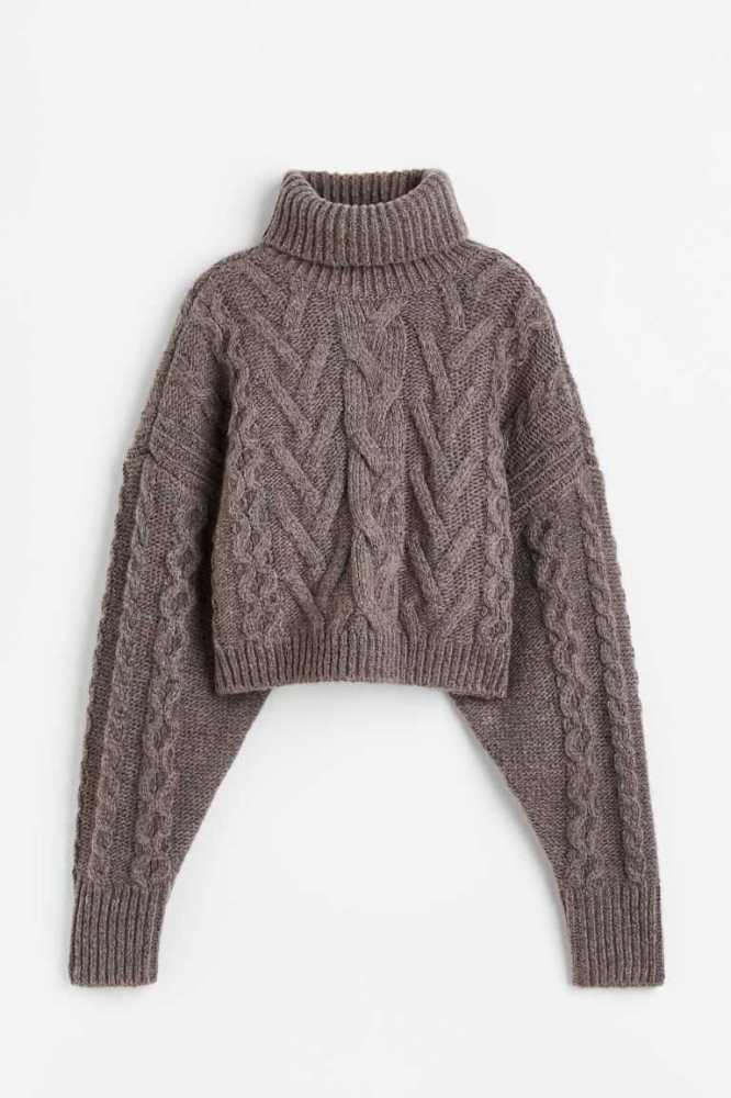 Suéteres H&M Lana-blend Cable-knit Mujer Morados | 124965HKB