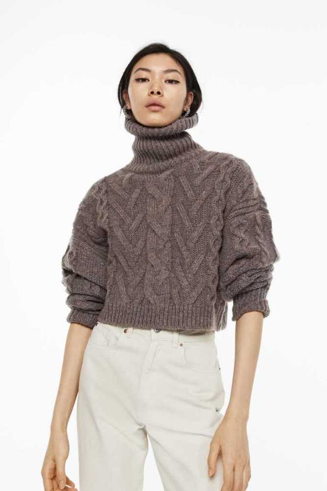 Suéteres H&M Lana-blend Cable-knit Mujer Morados | 124965HKB