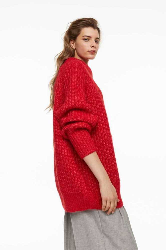 Suéteres H&M Lana-blend Rib-knit Mujer Rojos | 280943ZNR