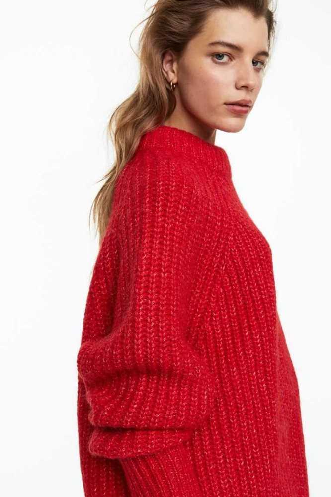 Suéteres H&M Lana-blend Rib-knit Mujer Rojos | 280943ZNR