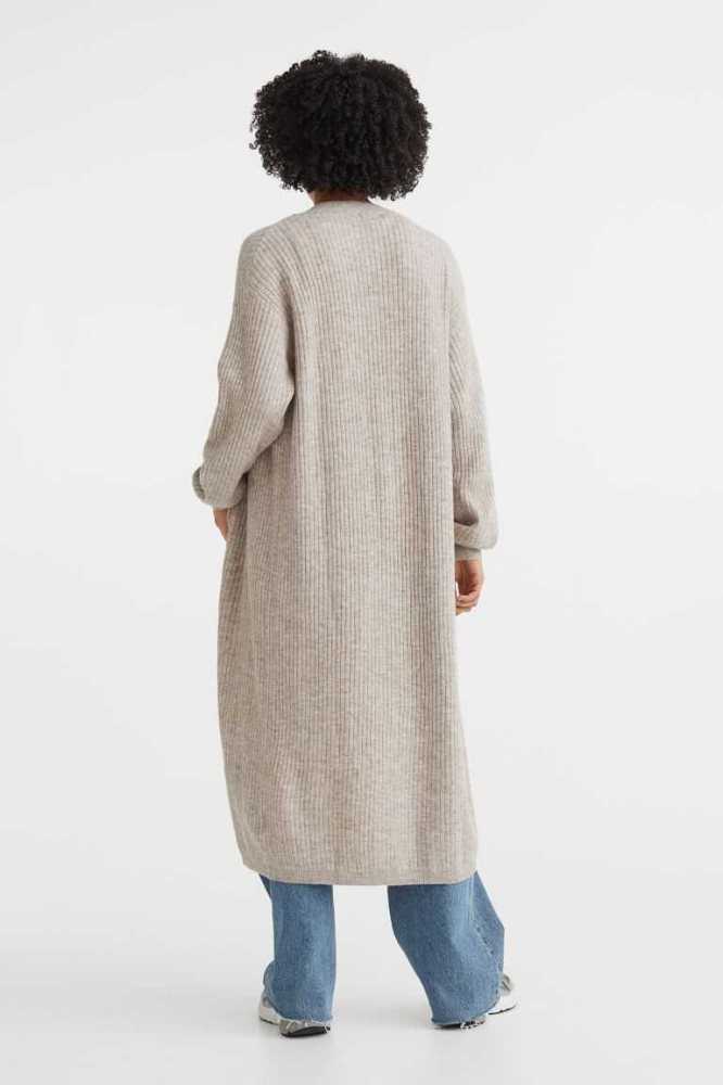 Suéteres H&M Long Cardigan Mujer Beige Claro | 456120YPT