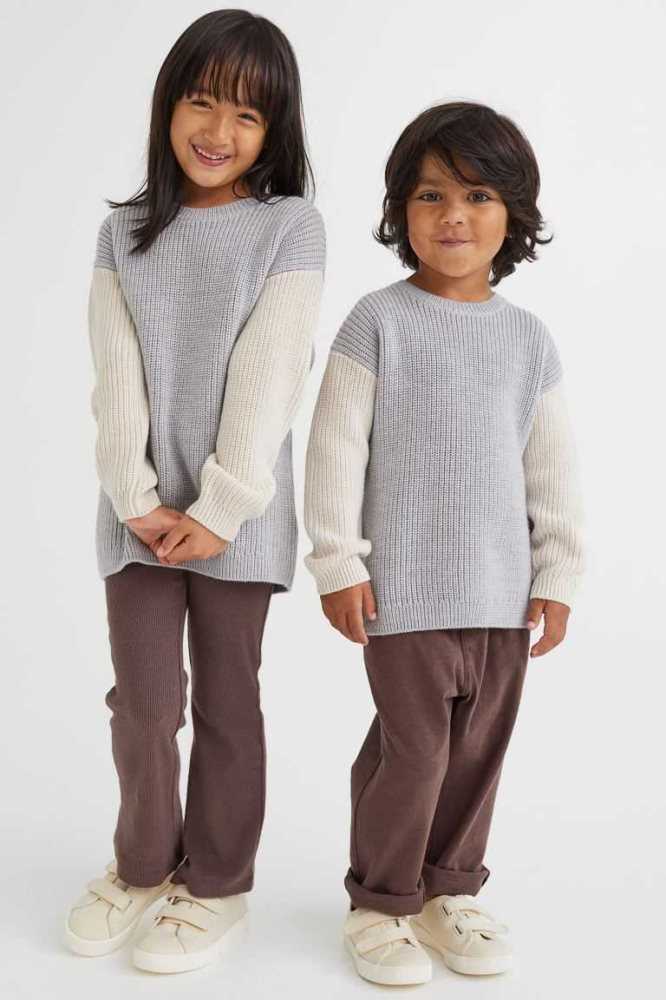 Suéteres H&M Merino Lana Rib-knit Niños Grises Marrom Marrom Oscuro | 208913CUY