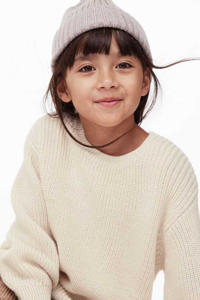 Suéteres H&M Merino Lana Rib-knit Niños Beige Blancos | 408257DWY