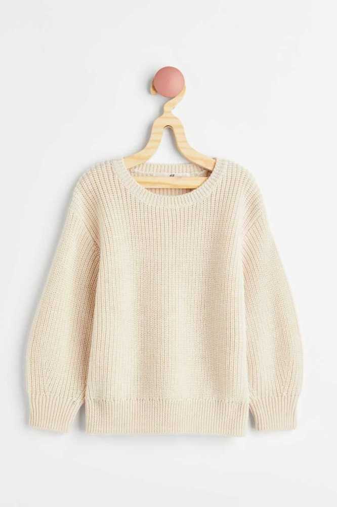 Suéteres H&M Merino Lana Rib-knit Niños Beige Blancos | 408257DWY