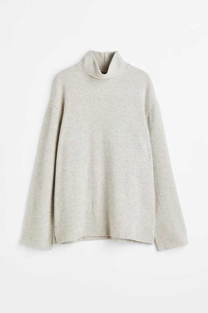 Suéteres H&M Mock Turtleneck Top Mujer Beige Claro | 807916FSE