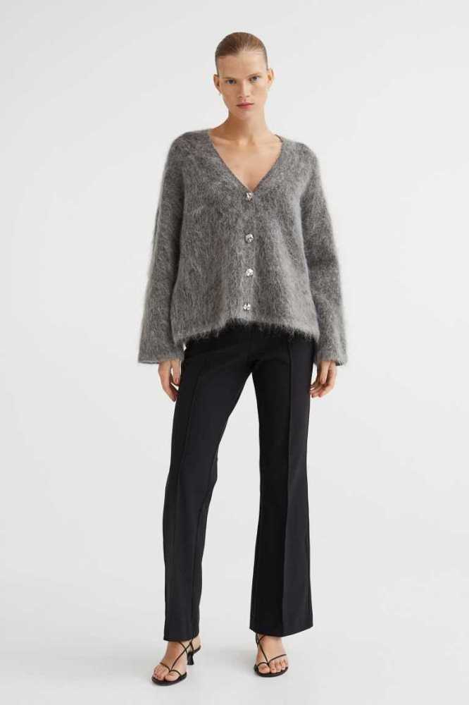 Suéteres H&M Mohair-blend Cardigan Mujer Negros | 760542XWH