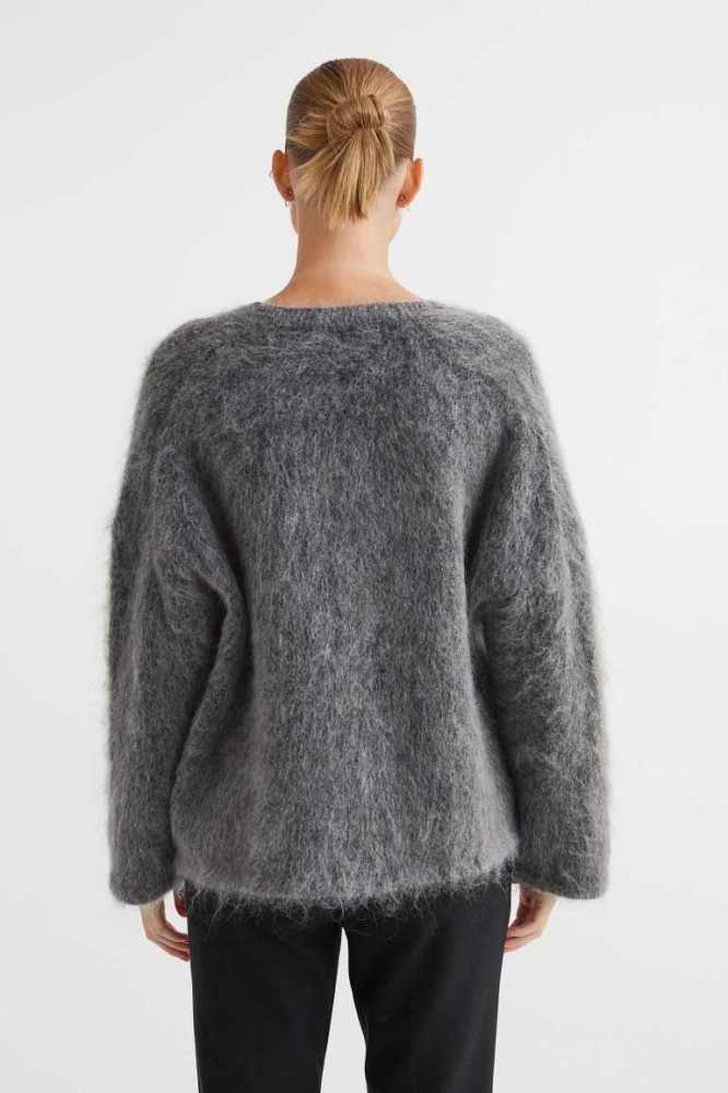 Suéteres H&M Mohair-blend Cardigan Mujer Negros | 760542XWH