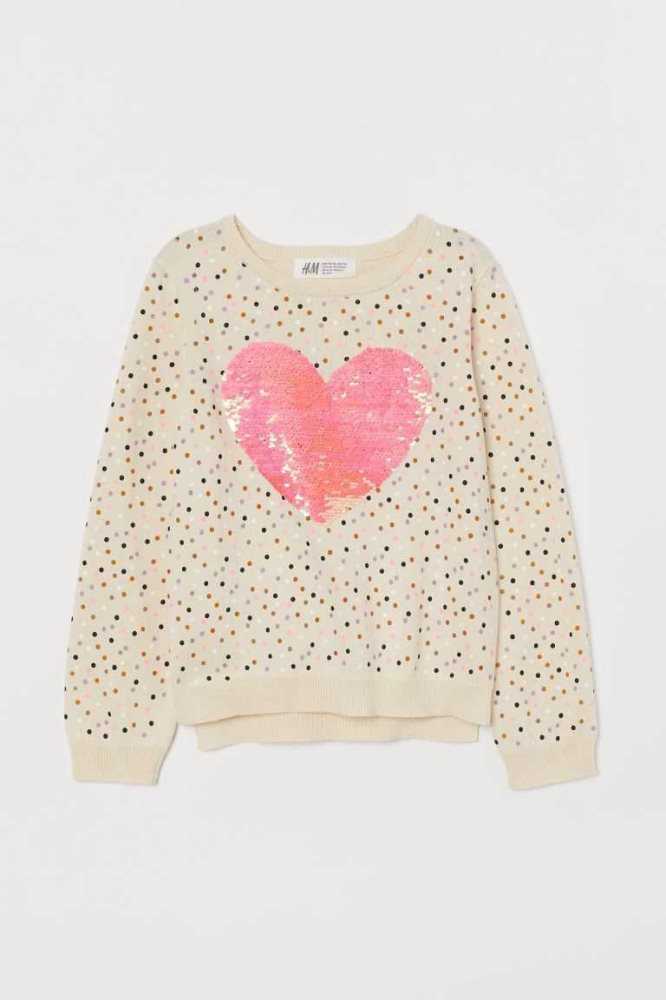 Suéteres H&M Motif-detail Knit Niños Creme | 401736MCO