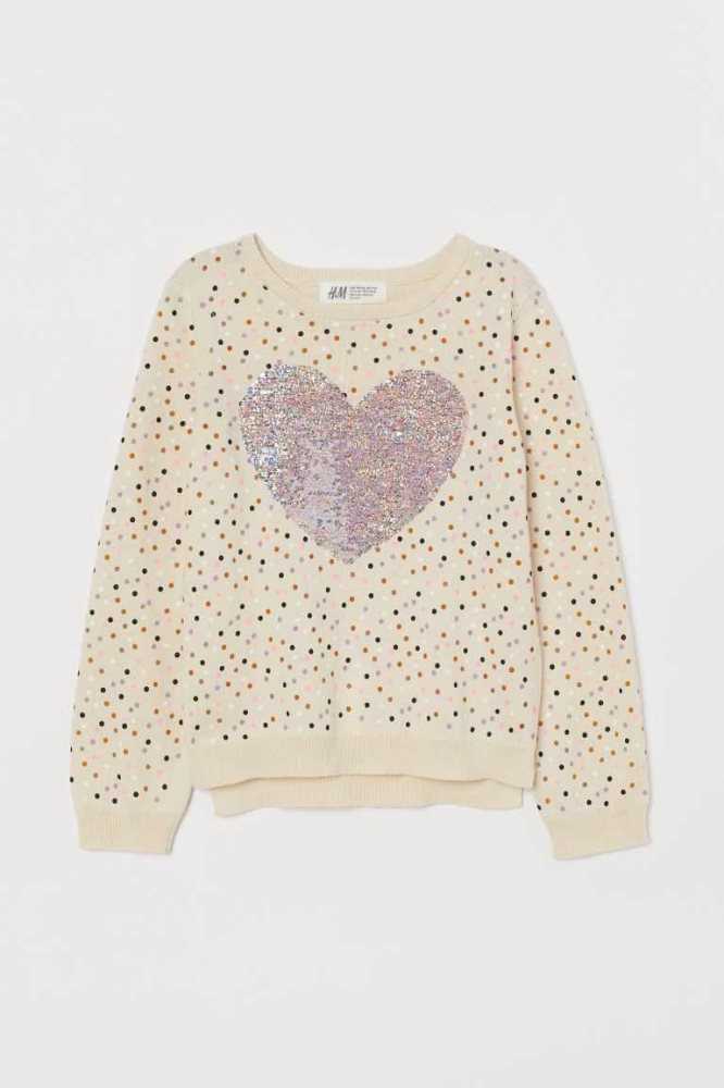 Suéteres H&M Motif-detail Knit Niños Creme | 401736MCO