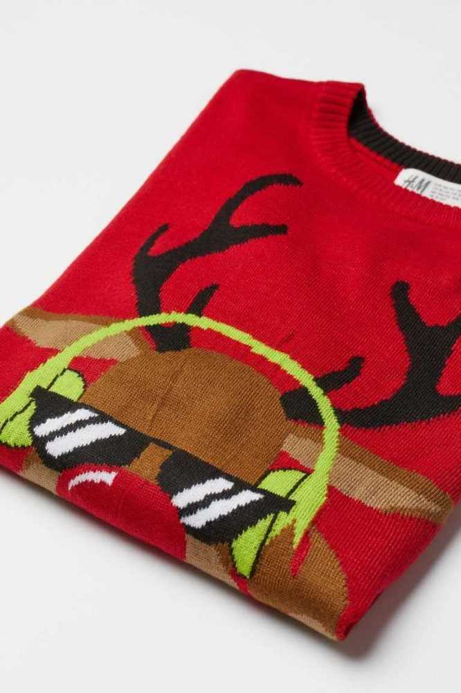 Suéteres H&M Motif-detail Niños Rojos | 287039PEG