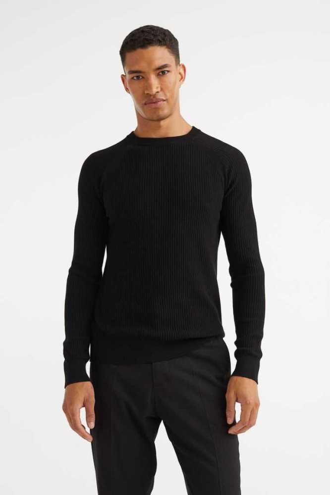 Suéteres H&M Muscle Fit Knit Hombre Blancos | 632049ORI