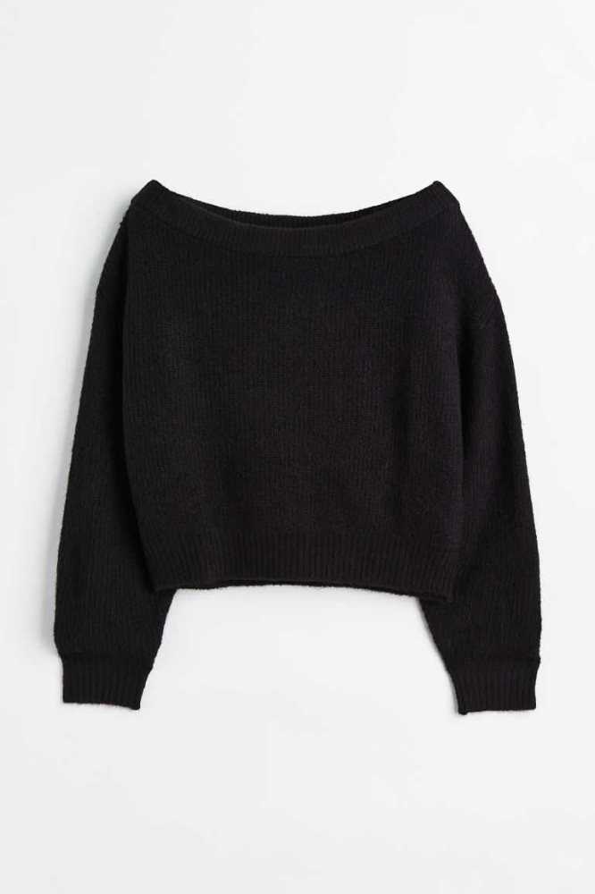 Suéteres H&M Off-the-shoulder Rib-knit Mujer Grises Claro | 793501OMQ