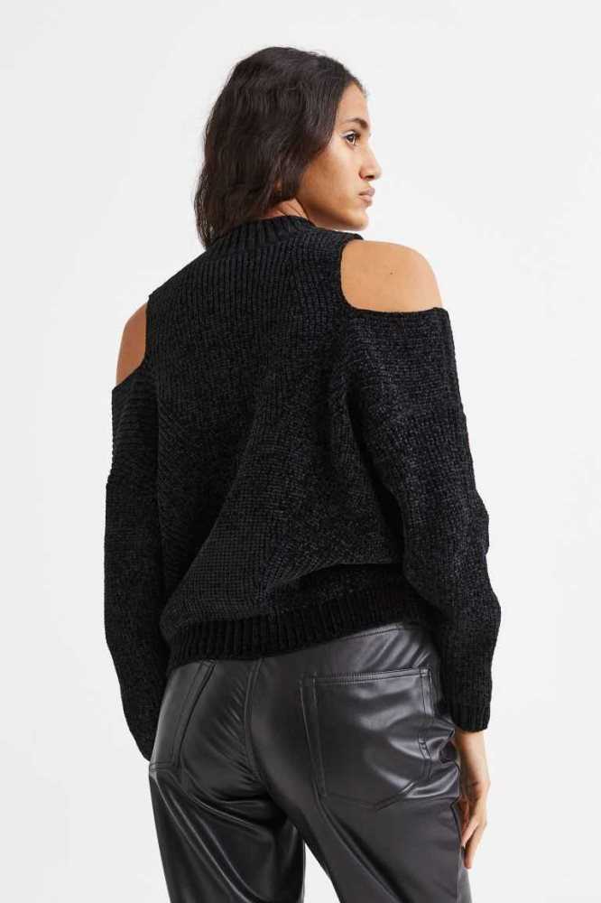 Suéteres H&M Open-shoulder Mujer Negros | 457296DLS