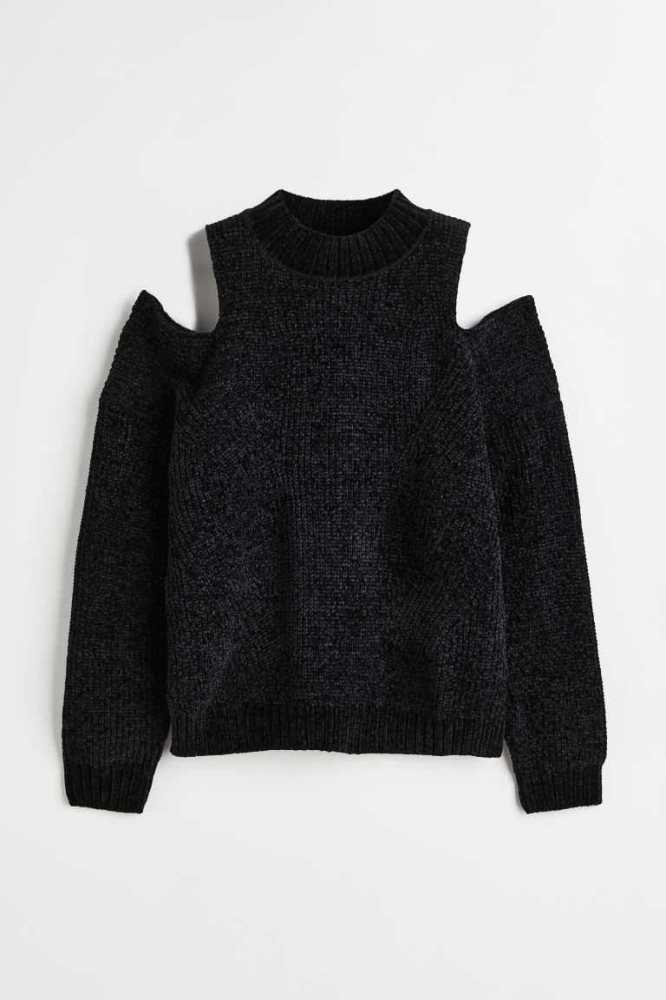 Suéteres H&M Open-shoulder Mujer Negros | 457296DLS