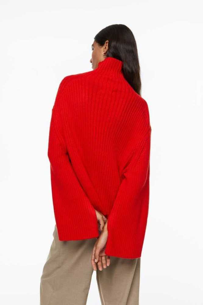 Suéteres H&M Oversized Mock-turtleneck Mujer Rojos | 539820NCF