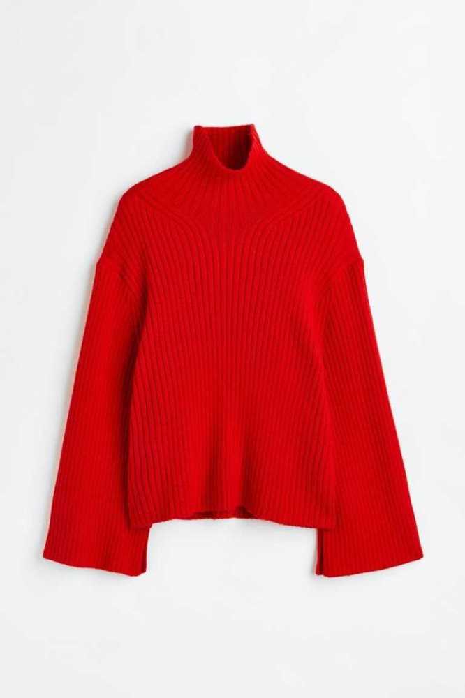 Suéteres H&M Oversized Mock-turtleneck Mujer Rojos | 539820NCF