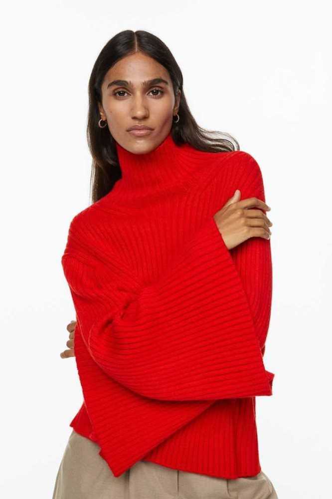 Suéteres H&M Oversized Mock-turtleneck Mujer Rojos | 539820NCF