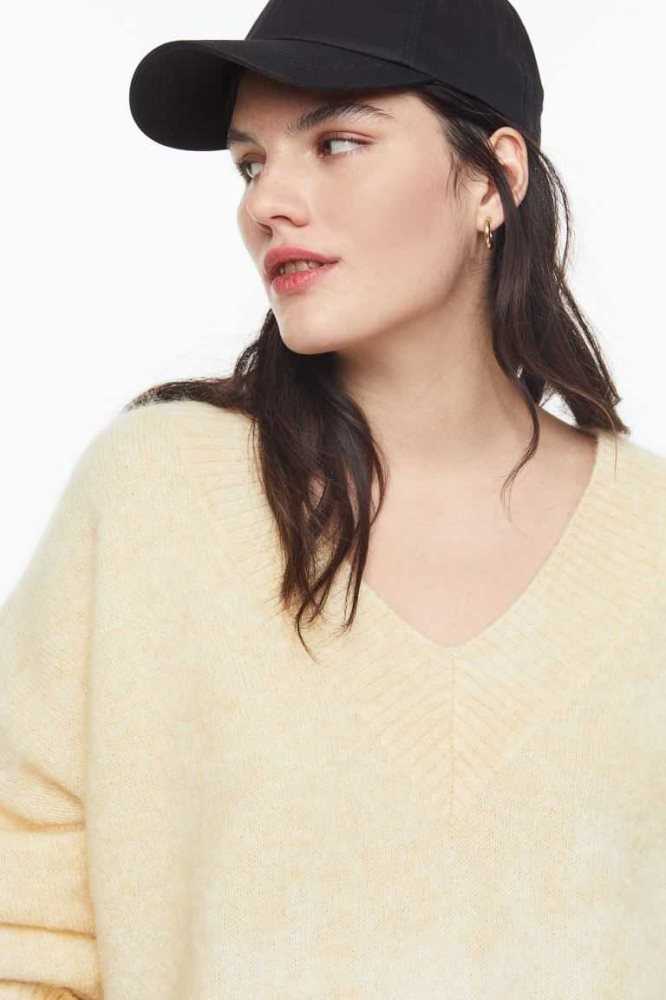 Suéteres H&M Oversized Mohair-blend Mujer Amarillos Claro | 679528JGC