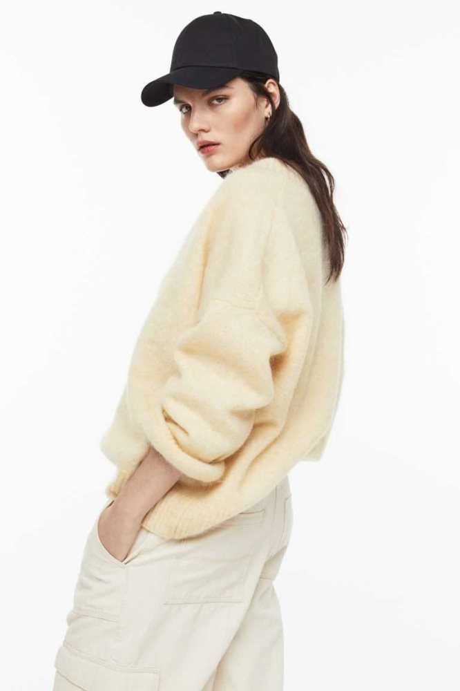 Suéteres H&M Oversized Mohair-blend Mujer Amarillos Claro | 679528JGC