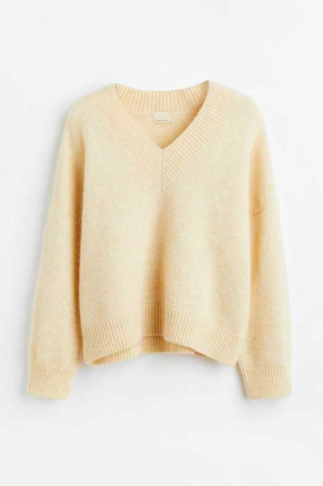 Suéteres H&M Oversized Mohair-blend Mujer Amarillos Claro | 679528JGC