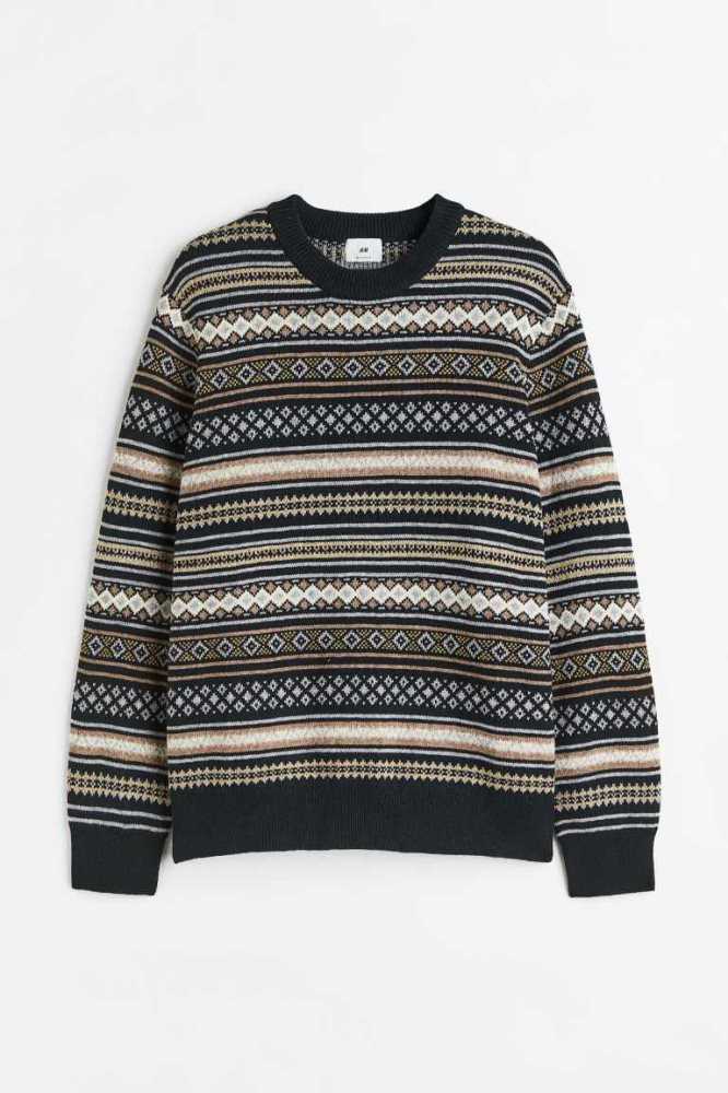 Suéteres H&M Regular Fit Jacquard-knit Hombre Marrom | 059728ACR