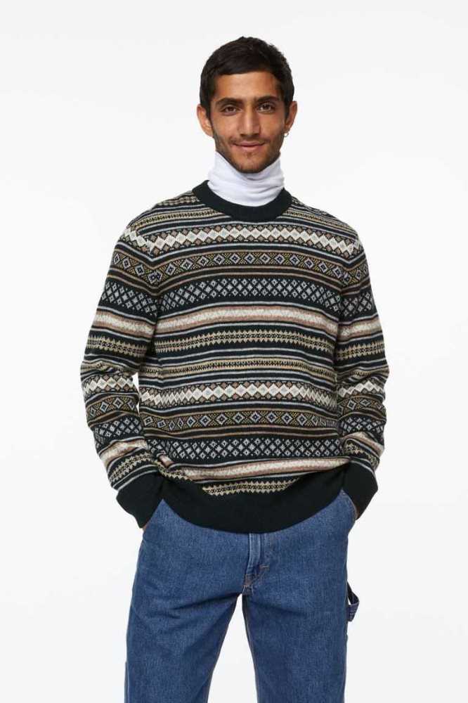 Suéteres H&M Regular Fit Jacquard-knit Hombre Marrom | 059728ACR