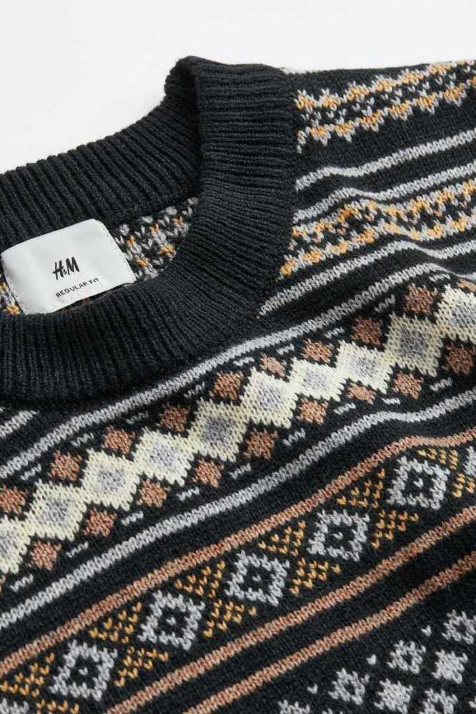 Suéteres H&M Regular Fit Jacquard-knit Hombre Negros | 179405MGO