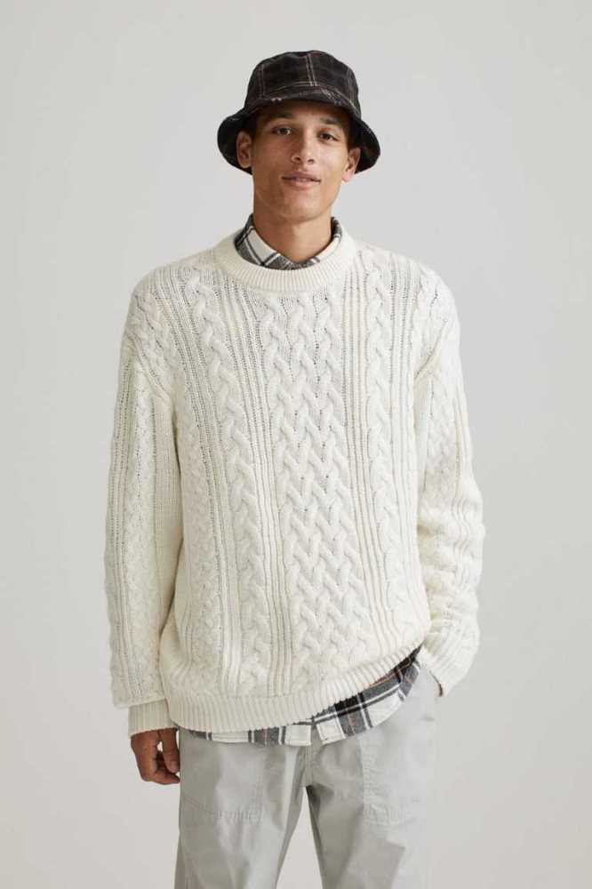 Suéteres H&M Relaxed Fit Cable-knit Hombre Beige Claro | 218075UXL