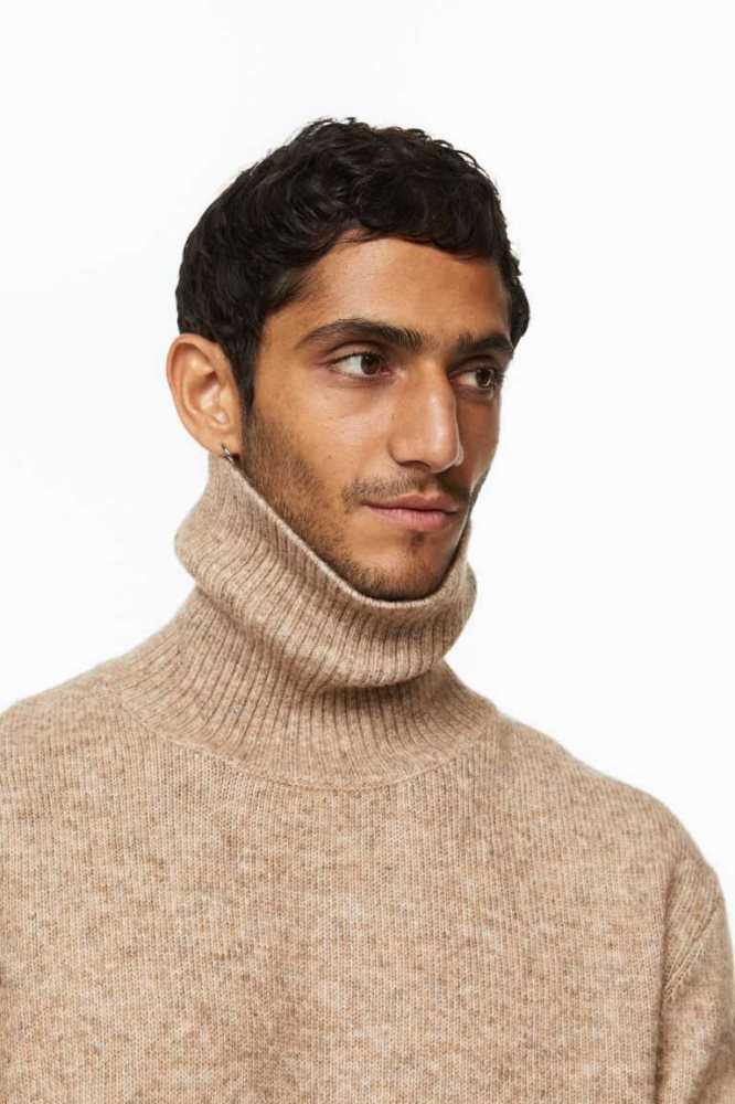 Suéteres H&M Relaxed Fit Fine-knit Turtleneck Hombre Grises Oscuro | 314578RBS