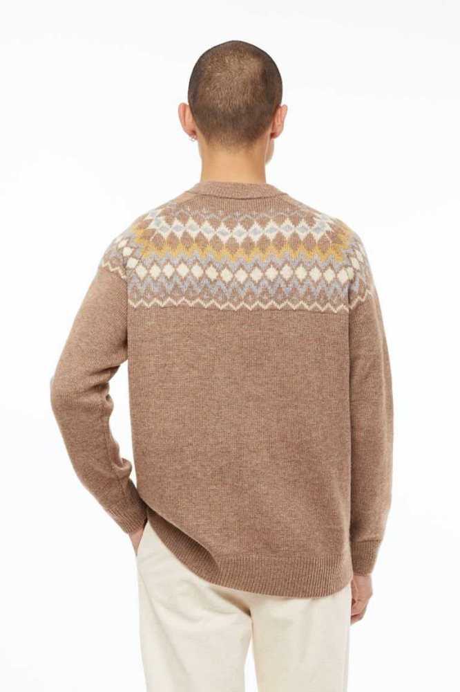 Suéteres H&M Relaxed Fit Jacquard-knit Hombre Beige Oscuro | 460725FNR