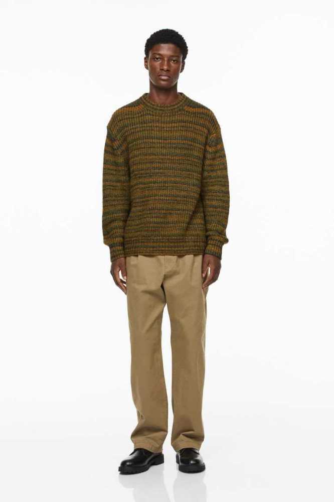 Suéteres H&M Relaxed Fit Rib-knit Hombre Kaki Verdes | 291706MDO