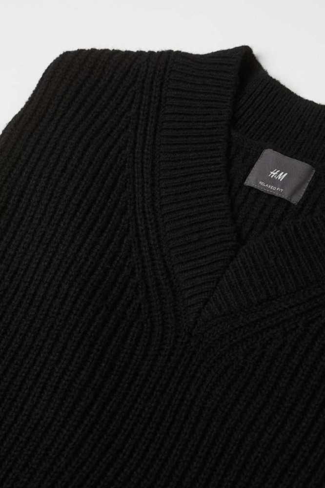 Suéteres H&M Relaxed Fit Rib-knit Hombre Negros | 569281RSF