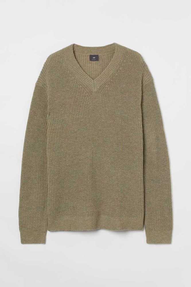 Suéteres H&M Relaxed Fit Rib-knit Hombre Negros | 569281RSF