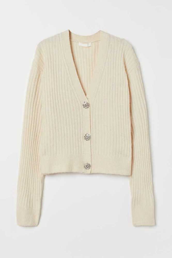 Suéteres H&M Rib-knit Cardigan Mujer Beige Claro | 301657PMG