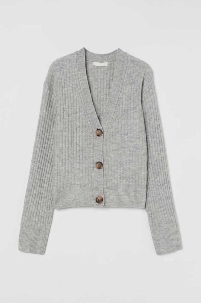 Suéteres H&M Rib-knit Cardigan Mujer Beige Claro | 301657PMG