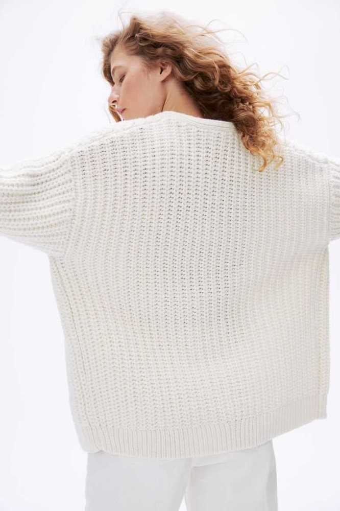 Suéteres H&M Rib-knit Cardigan Mujer Beige | 502946RDX