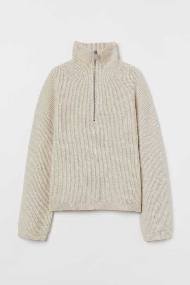 Suéteres H&M Rib-knit Half-zip Mujer Azules | 195830RLG